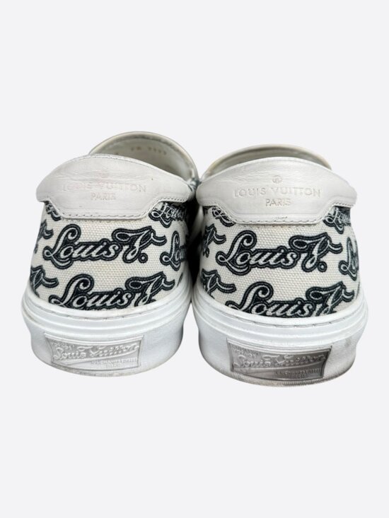 Louis Vuitton White & Black Repeat Logo Slip On Sneakers main image 5